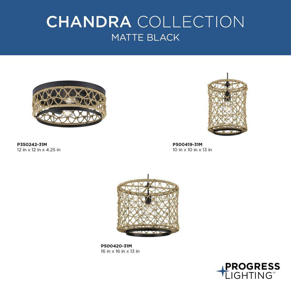 Chandra 10" Matte Black Handwoven Geometric Pendant Light