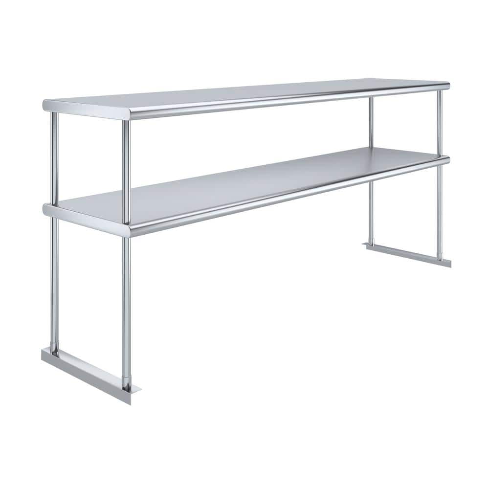 72" Stainless Steel Double-Tier Overshelf for Work Table