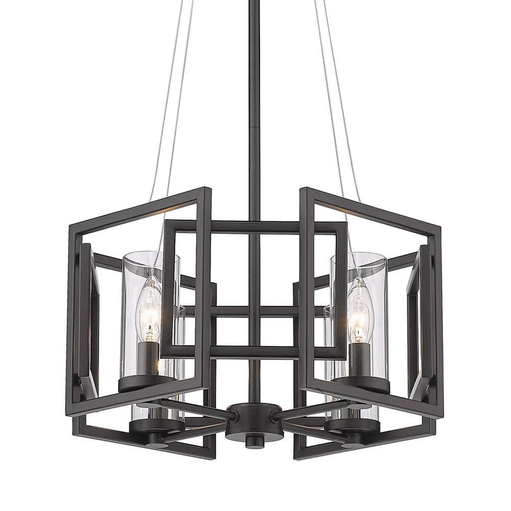 Matte Black 16'' Modern Intersecting Boxes Indoor/Outdoor Pendant with Clear Glass