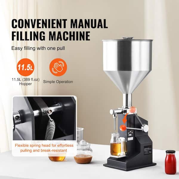 Manual Paste Liquid Filling Machine, 5-100 ml Adjustable Bottle Filler, Stainless Steel with Hopper, 2025 update