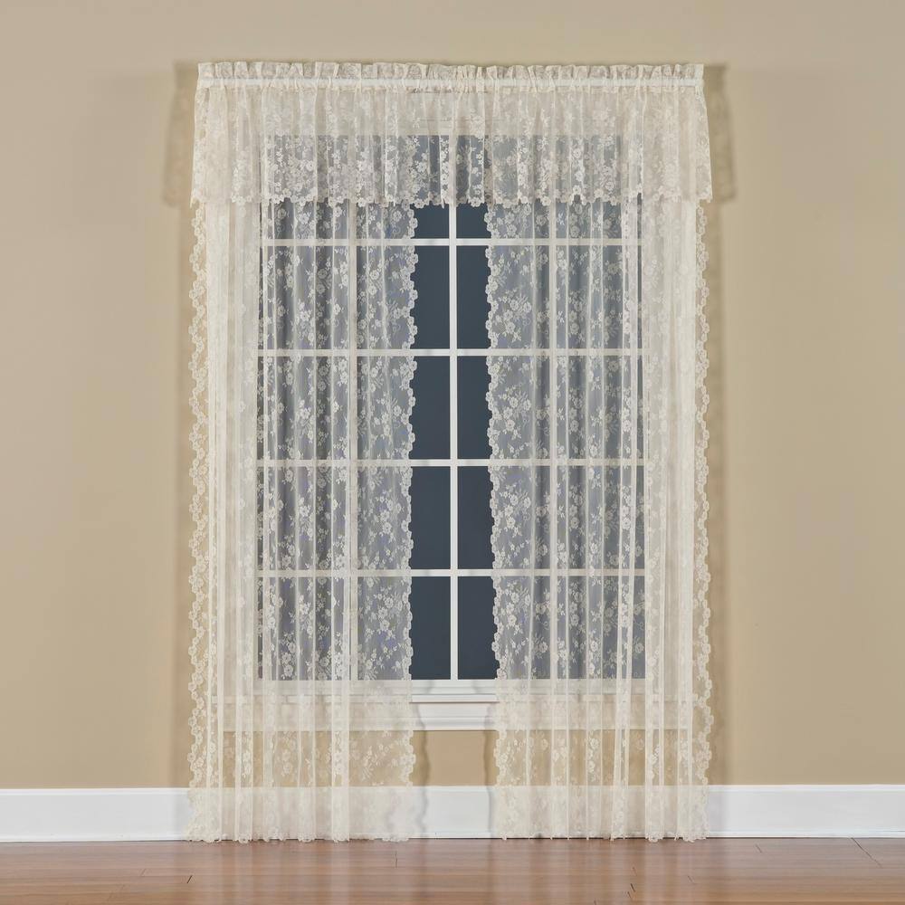 Ivory Lace Sheer Rod Pocket Window Panel 56" x 63"