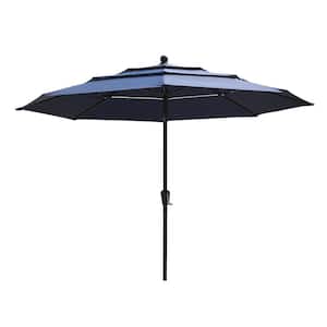 10 ft. Aluminum Market Outdoor Tilt Patio Umbrella with Double Air Vent in Navy