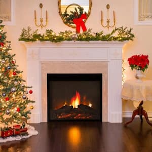 18 in. Electric Fireplace Insert, Ultra Thin Heater with Log Set Realistic Flame