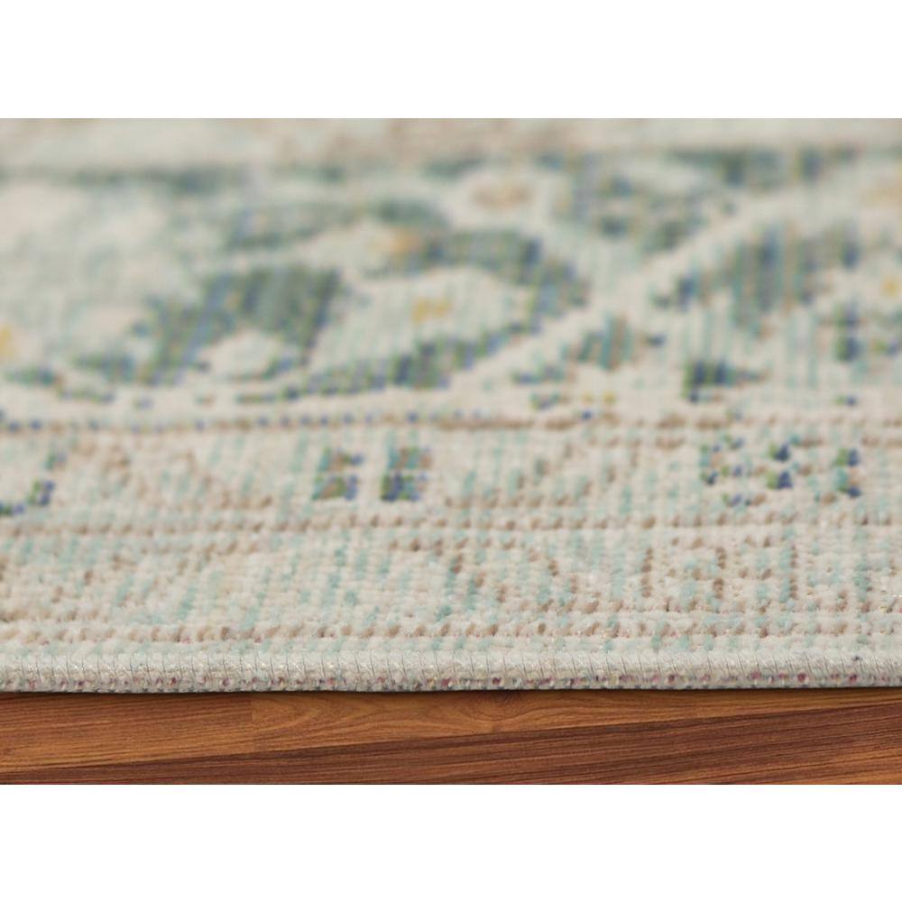 Sea Green Medallion Polyester Rectangular Area Rug 5'3" x 7'3"