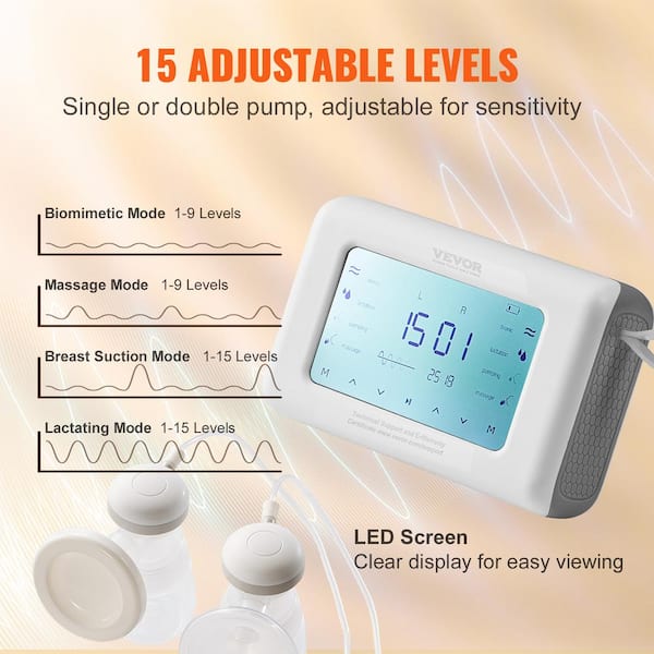  Mom's Best Wearable Hands-Free Double Electric Breast Pump, Quite, BPA Free Silicone, LCD Display, 3 Modes 9 Levels of Suction, 3  Flange Sizes, Type C Charging, Breastfeeding Essentials
