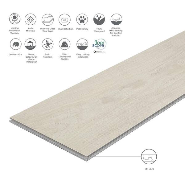 Waterproof High Definition Click Lock SPC Rigid Vinyl Plank Flooring, 5.5mm Thick, 6.62 Width, 48 Length