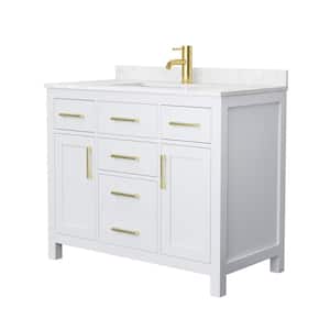 Beckett 42 in. W x 22 in. D x 35 in. H Single Sink Bath Vanity in White with Carrara Cultured Marble Top