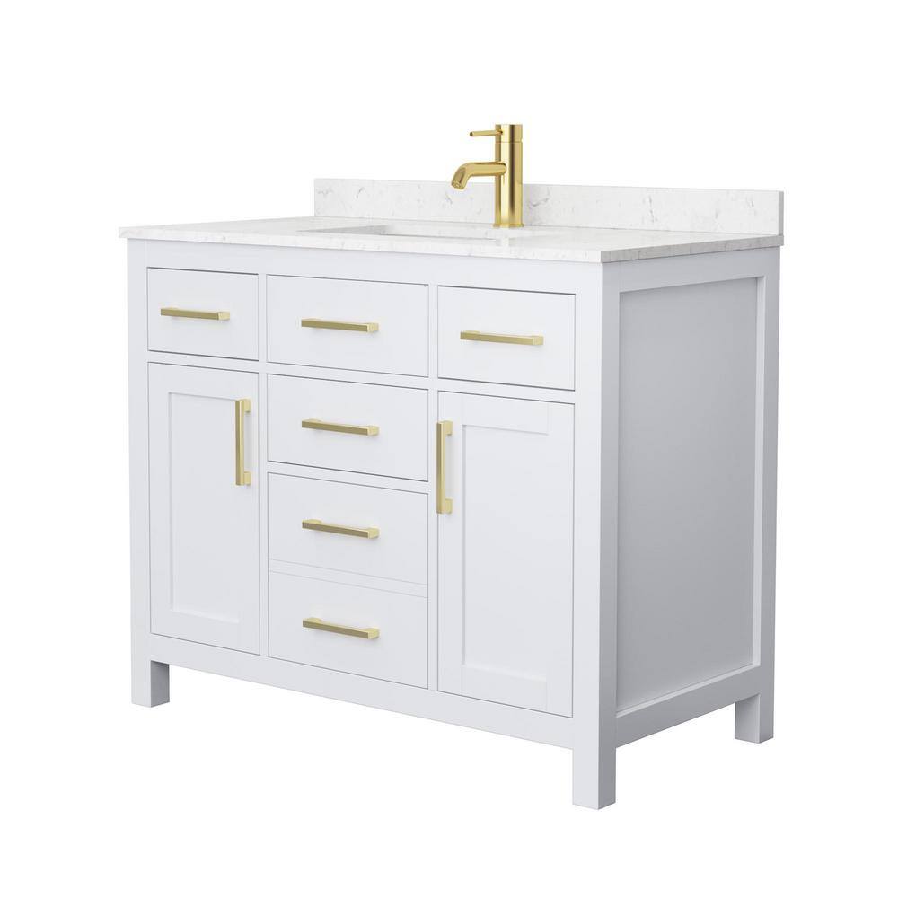 Beckett 42" White and Gold Single Bathroom Vanity