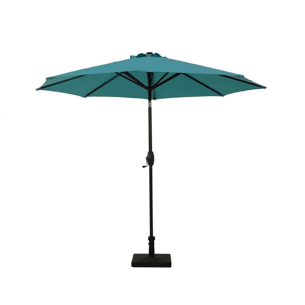 9 ft. Outdoor Market Patio Umbrella Table with 8 Sturdy Ribs Umbrella in Tu