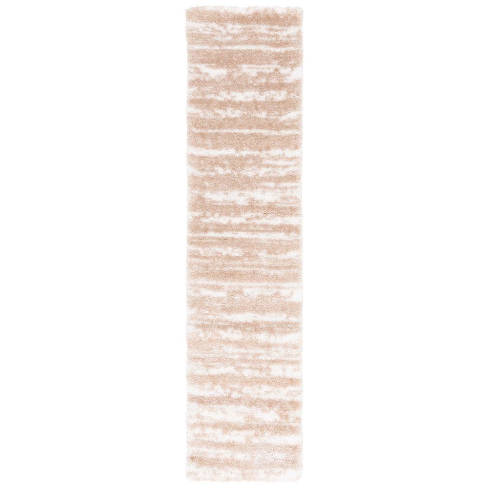 Tahoe Shag 2 ft. x 8 ft. Ivory/Gold Distressed Striped Runner Rug price history on PriceWatchPro