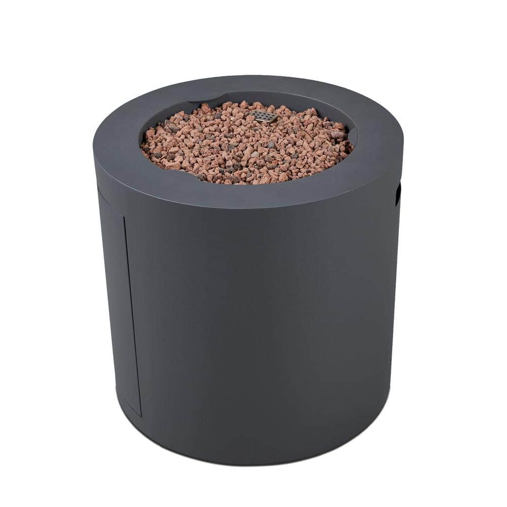 Aegean 24" Round Weathered Slate Steel Propane Fire Pit Table