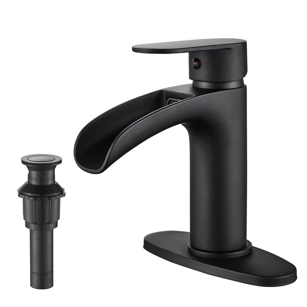 Single Handle Single Hole Bathroom Waterfall Faucet with Deckplate Bathroom
