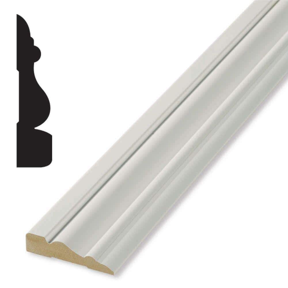 Kelleher 5/8 in. x 2-1/2 in. MDF Pre-Finished White Bay Shore Casing ...