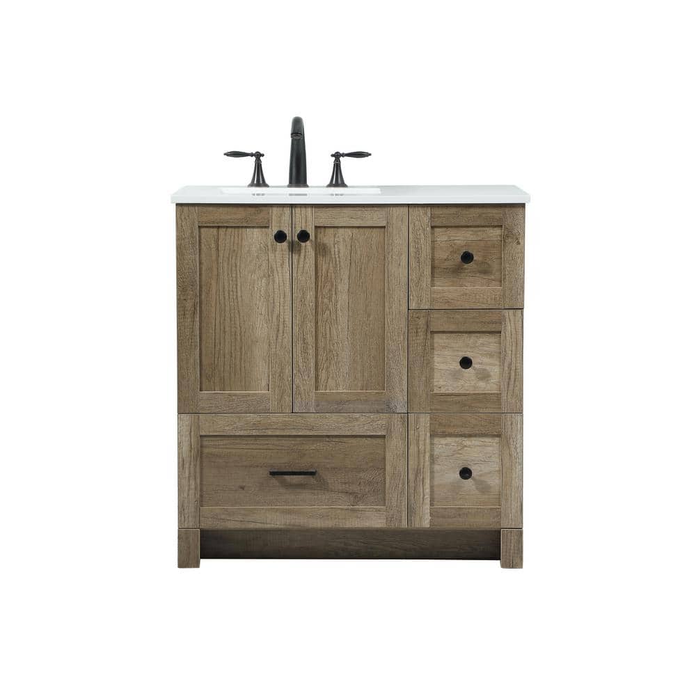 Timeless Home 32 in. W x 19 in. D x 34 in. H Bath Vanity in Natural Oak wit