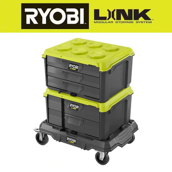 RYOBI LINK Modular Dolly Multi-Purpose Rolling Base with LINK 2-Drawer Tool  Box and LINK 3-Drawer Tool Box, Gray - Yahoo Shopping