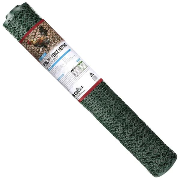 BOEN 2 ft. x 50 ft. Plastic Poultry Hex Garden Fence Netting, Green
