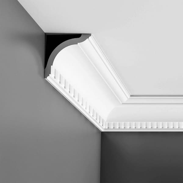 ORAC DECOR 5-5/8 in. x 3-3/4 in. x 78-3/4 in. Dentil Primed White High Impact Polystyrene Crown Moulding (2-Pack)