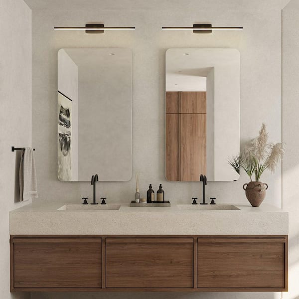 Nimbus 1-Light 31.5 in. W Matte Black Integrated LED Vanity Light Bar with Selectable CCT and Acrylic Lens for Bathroom