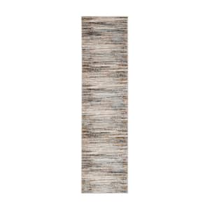 Banner Multi 2 ft. x 8 ft. Modern Contemporary Abstract Striped Runner Rug