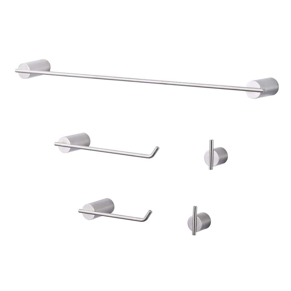 5-Piece Bath Hardware Set Accessory Included Towel Rack&Toilet Paper Holder&Towel Hook in Brushed Nickel price history on PriceWatchPro