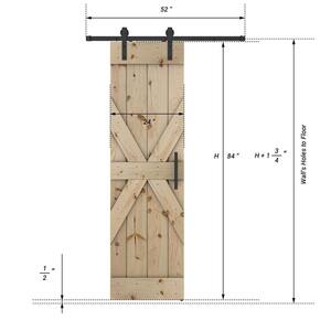 Mid X Series 24 in. x 84 in. Fully Set Up Unfinished Pine Wood Sliding Barn Door With Hardware Kit