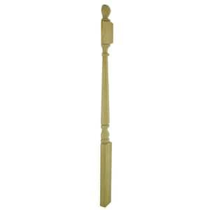 Stair Parts 4010 48 in. x 3 in. Unfinished Hemlock Ball Top Half Newel Post for Stair Remodel