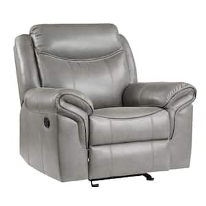 Creeley Gray Faux Leather Glider Recliner