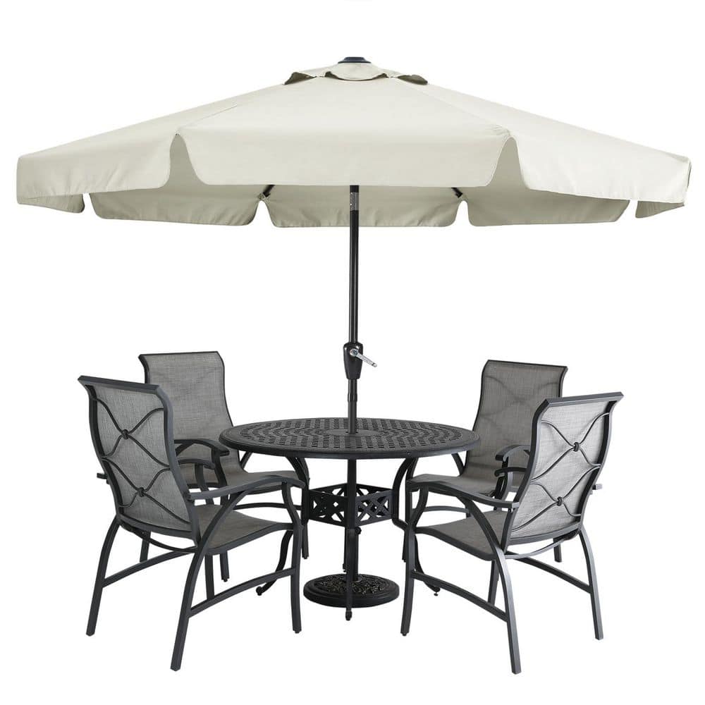 10 ft. Aluminum Patio Umbrella for Outdoor Table Market in Beige-8 Ribs