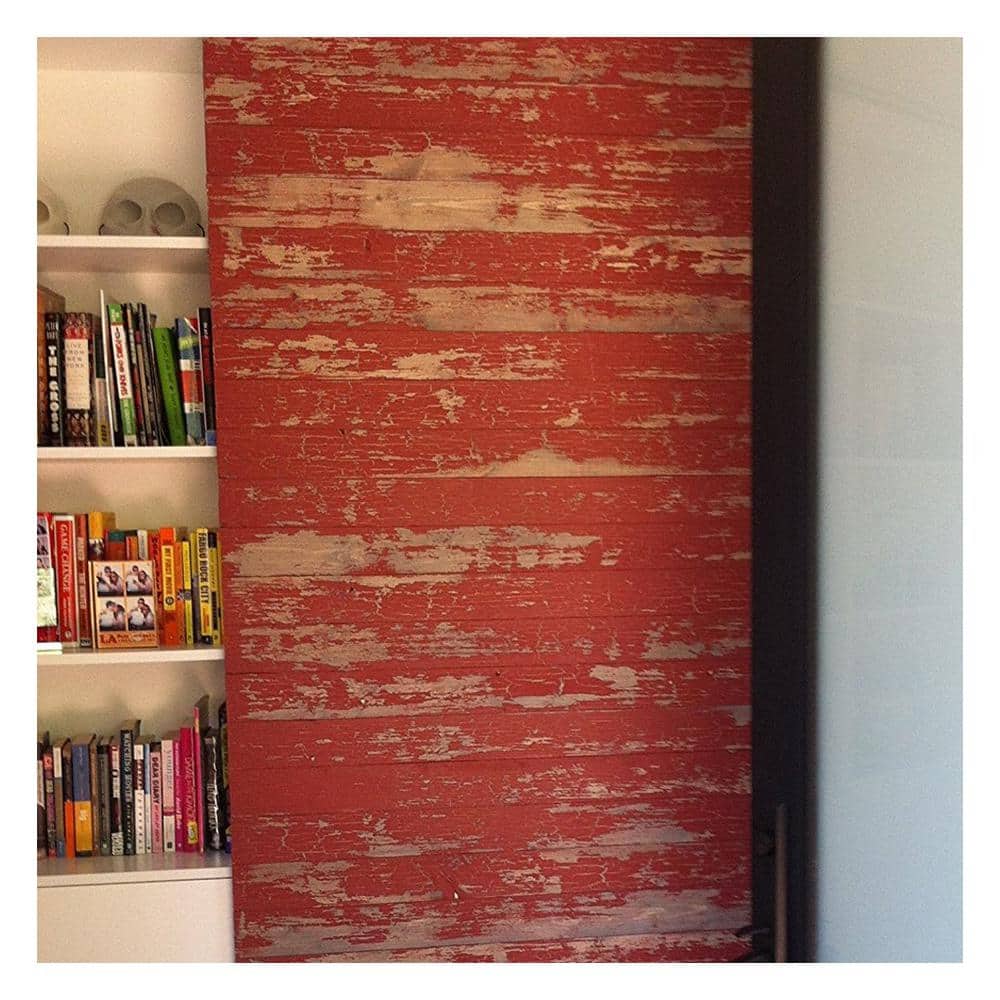 Tomato Peel Distressed Pine Wood Wall Panels, 6-Pack
