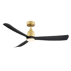Kute 52 in. Indoor/Outdoor Brushed Satin Brass with Black Blades Ceiling Fan with Remote Control and DC Motor