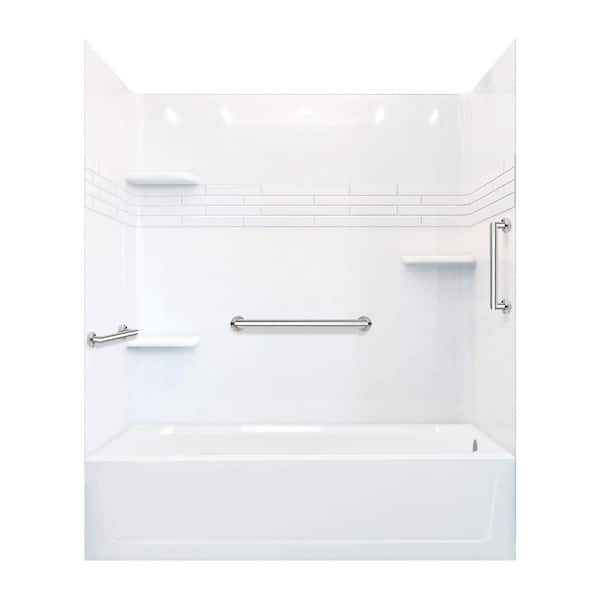 MUSTEE Topaz 60 in. L x 30 in. W x 74.75 in. H Rectangular Tub/ Shower Combo Unit in White with Right-Hand Drain
