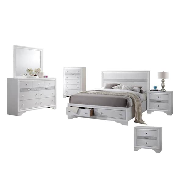 Best Quality Furniture Catherine 6-Piece White Full Bedroom Set