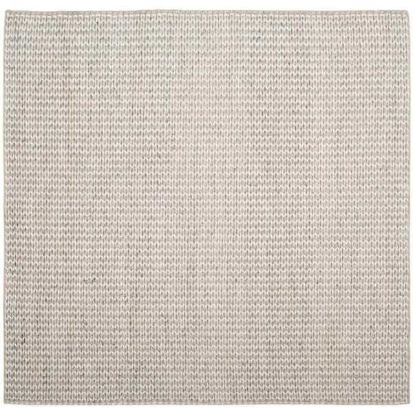 Natura 8 ft. x 8 ft. Square Ivory/Silver Solid Color Distressed Area Rug