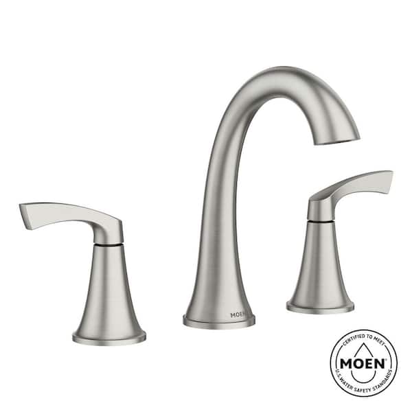 Korek 8 in. Widespread Double Handle High-Arc Bathroom Faucet in Spot Resist Brushed Nickel (Valve Included)