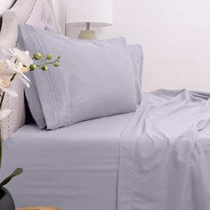 1800 Series 4-Piece Lilac Solid Color Microfiber Queen Sheet Set