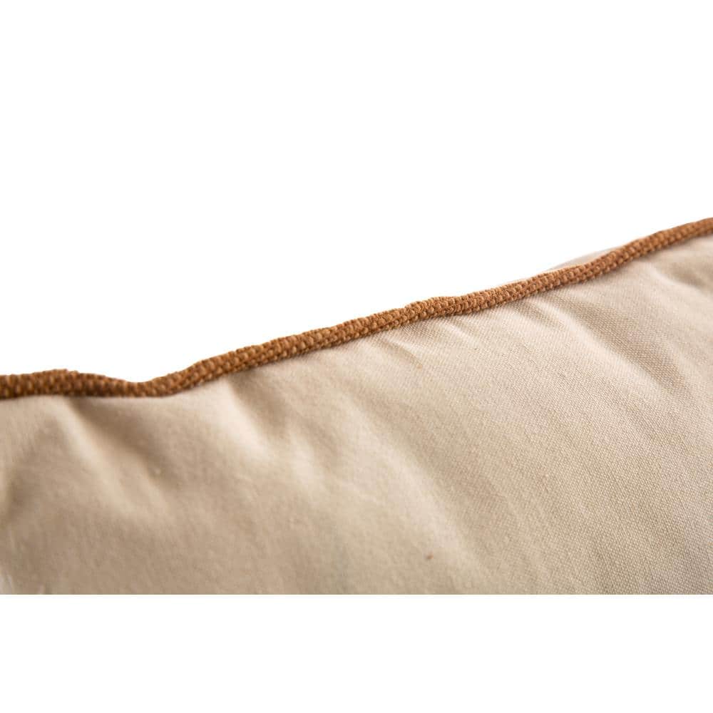 18x18 Beige Cotton Polyester Embroidered Pumpkin Throw Pillow