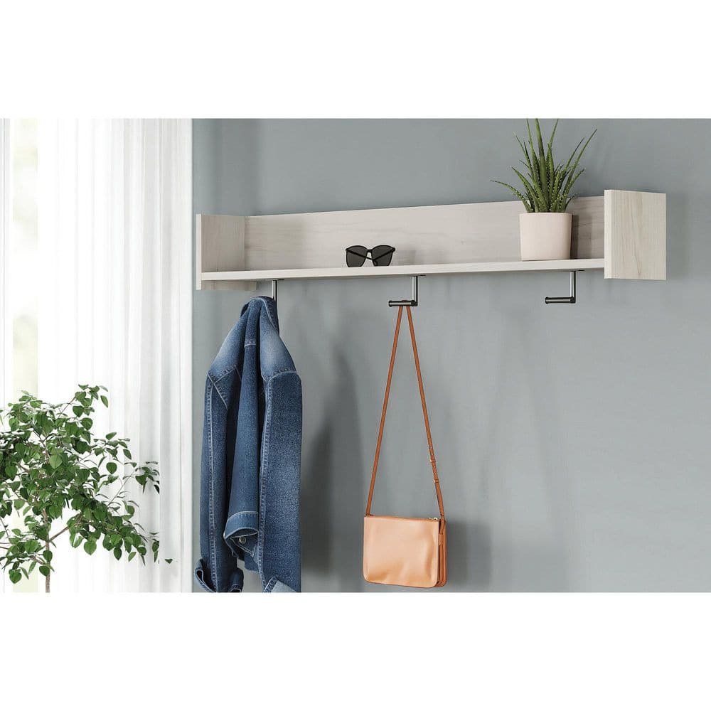Socalle Brown Wall-Mounted Coat Rack with Shelf