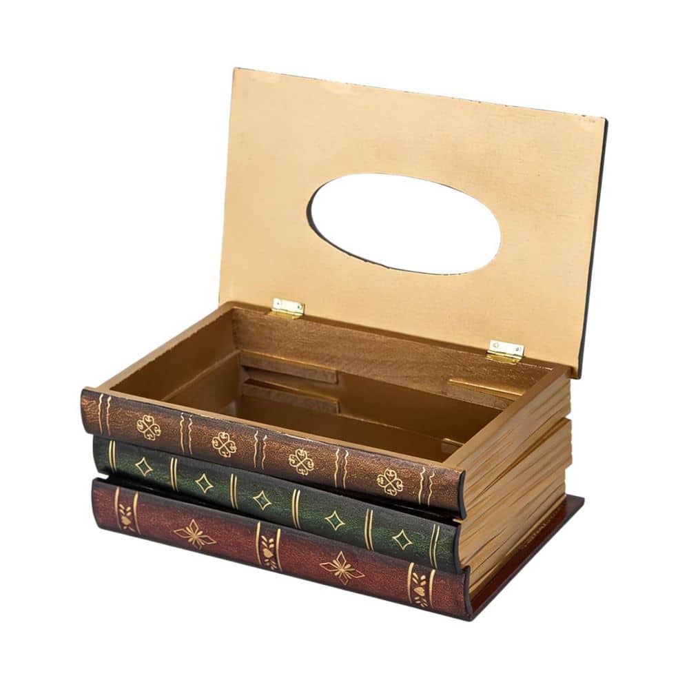 Crafted Classical Retro Wooden Antique Book Tissue Box Cover, Rectangular Tissue Holder, Paper Cover for Home, Office price history on PriceWatchPro