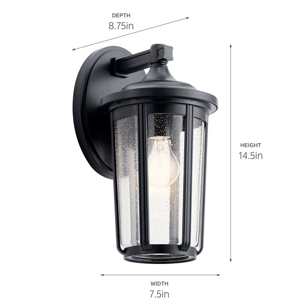 Fairfield Black and Bronze Outdoor Wall Sconce with Clear Seeded Glass