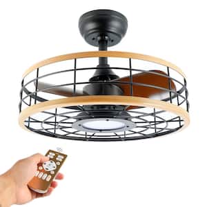 16 in. LED Dimmable Timed, 6 Speed Indoor Brown Ceiling Fan with Remote Control