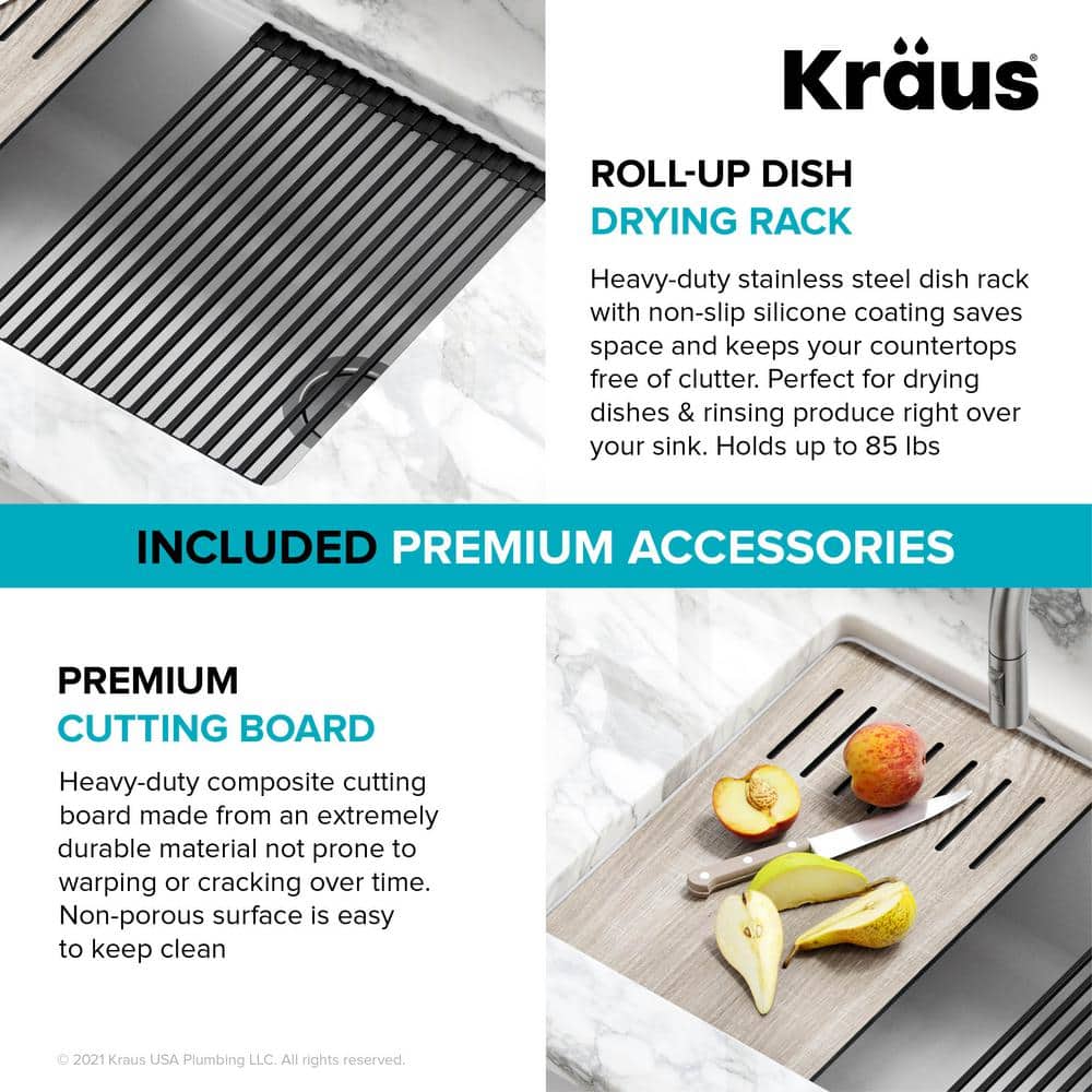 Bellucci White Quartz Composite Undermount Kitchen Sink with Accessories