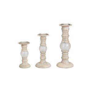 StyleWell Antiqued Wood and Glass Ball Candle Holder (Set of 3)