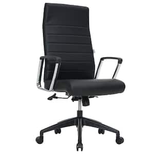 Hilton Modern High Back Adjustable Height Leather Conference Office Chair with Tilt and 360° Swivel in Black