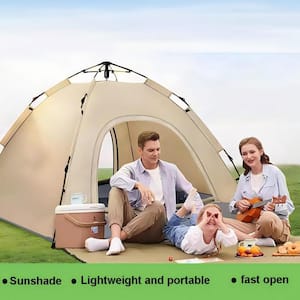 Portable Dome Camping Tent is Suitable for 2/3/4/5-People, Waterproof Backpack Tent in Beige