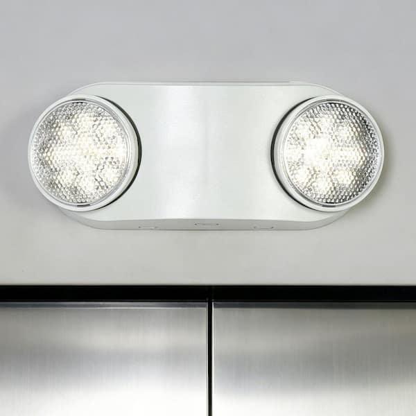15-Watt Equivalent Integrated LED White Emergency Light with 2-Adjustable Heads, Battery Backup, 120/277V, UL Listed