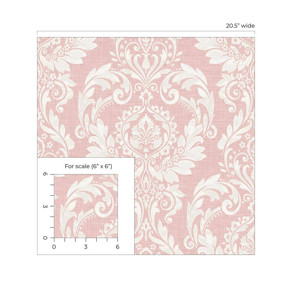 Light Pink Damask Self-Adhesive Repositionable Wallpaper