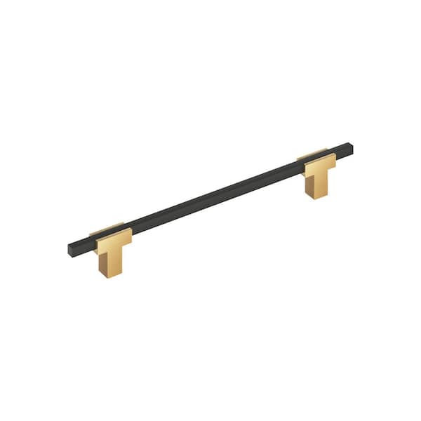 Urbanite 7-9/16 in. (192mm) Center-to-Center Modern Champagne Bronze/Matte Black Bar Cabinet Pull