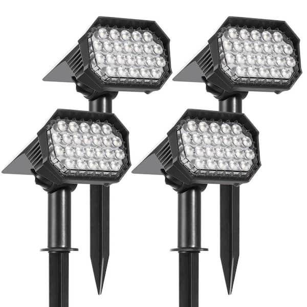 100 Lumens 3000K Black Integrated Outdoor Solar LED Weather Resistant Path Lights Dusk to Dawn (4-Pieces)