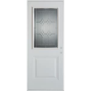36 in. x 80 in. Orleans Patina 1/2 Lite 1-Panel Painted White Left-Hand Inswing Steel Prehung Front Door