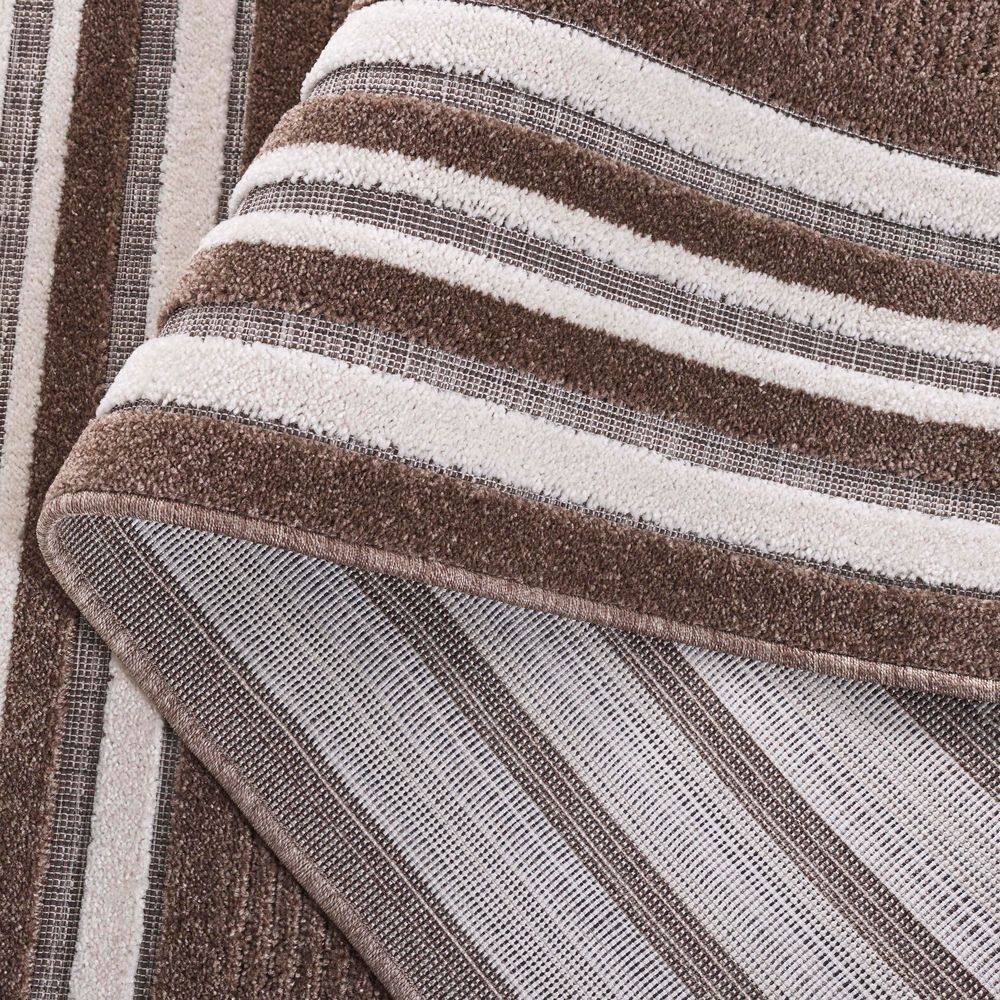 Brown and Ivory Rectangular Synthetic Area Rug, 5'3" x 7'6"